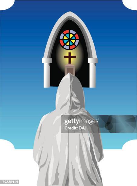person praying in chapel - mantle stock illustrations