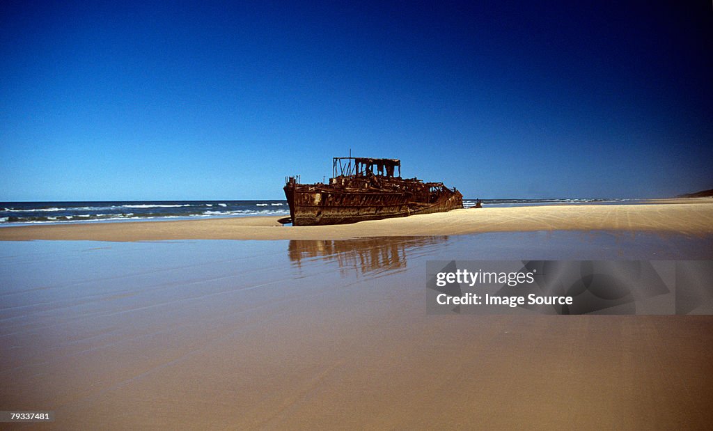 Shipwreck on a beach