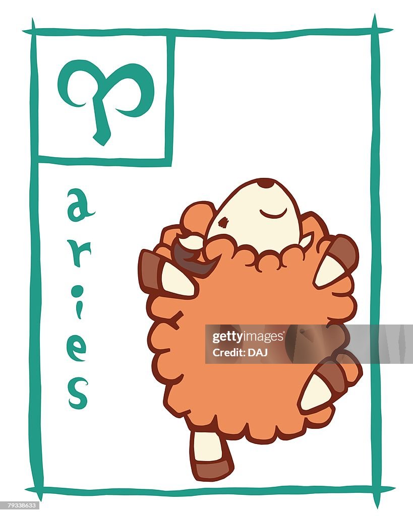 Image of Astrology sign, Aries, rear view, white background, cut out