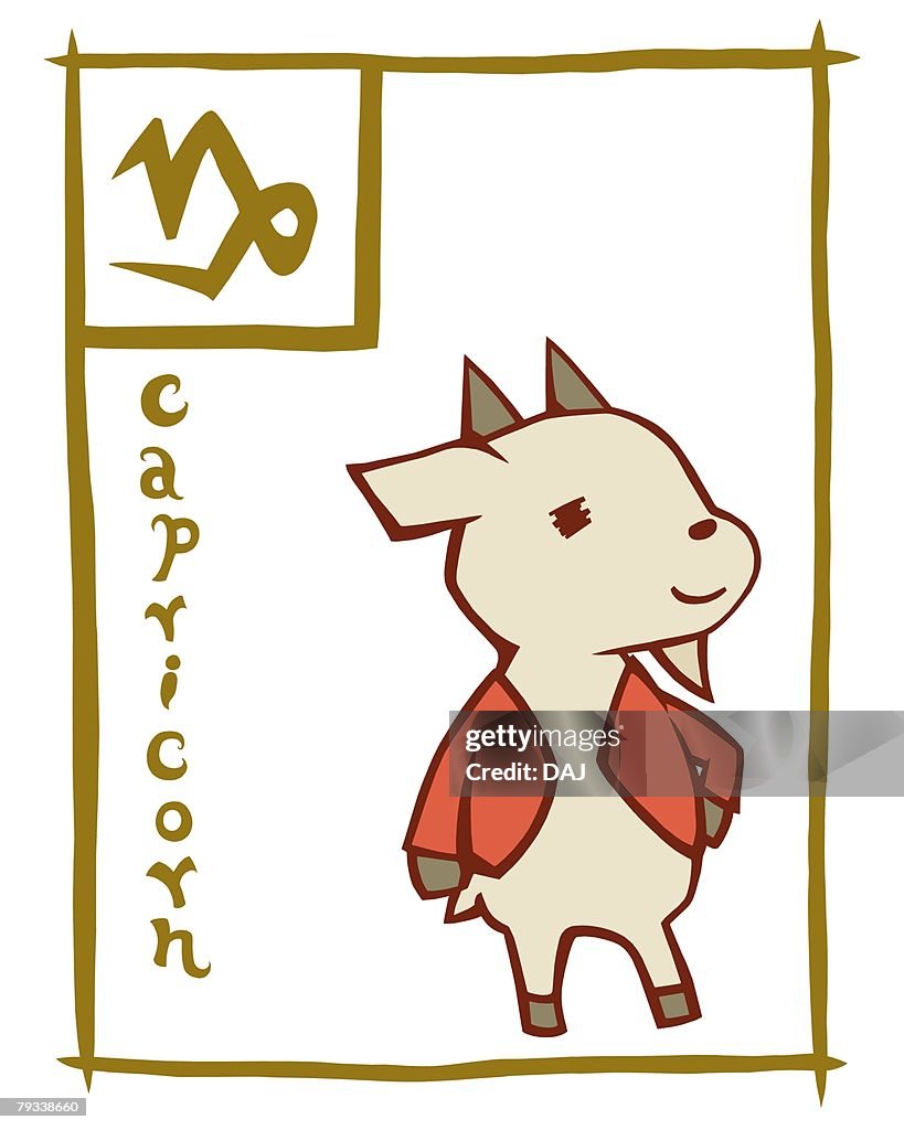 Image of Astrology sign, Capricorn, front view, white background, cut out