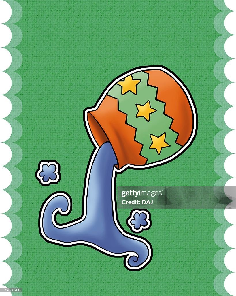 Image of Astrology sign, Aquarius, side view, green background, cut out