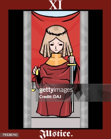 Justice, tarot card, front view Justice, tarot card, front view