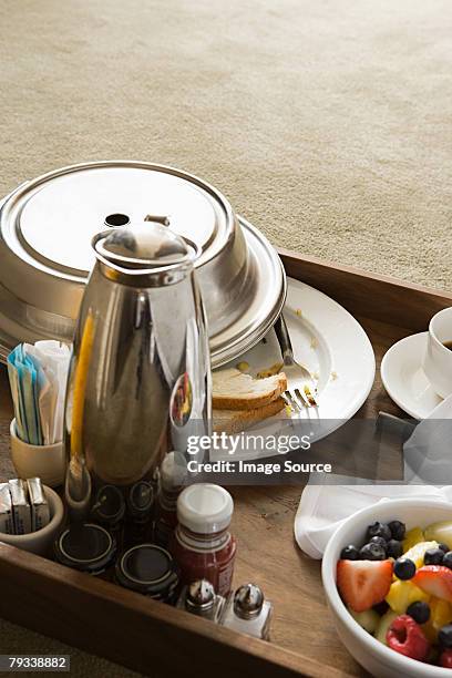 breakfast tray - room service stock pictures, royalty-free photos & images