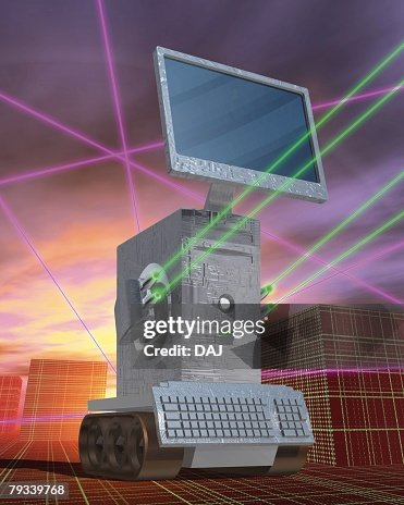 Robot, CG, 3D, Illustration, Low Angle View Robot, CG, 3D, Illustration, Low Angle View