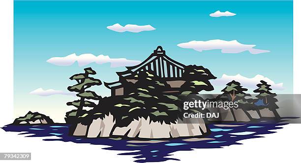 illustrations, cliparts, dessins animés et icônes de matsushima, woodcut, miyagi prefecture, japan - préfecture de miyagi
