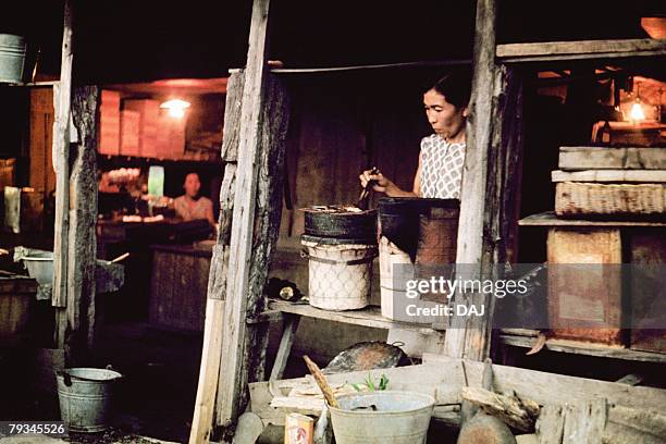 a cooking woman in showa - showa period fotografías e imágenes de stock