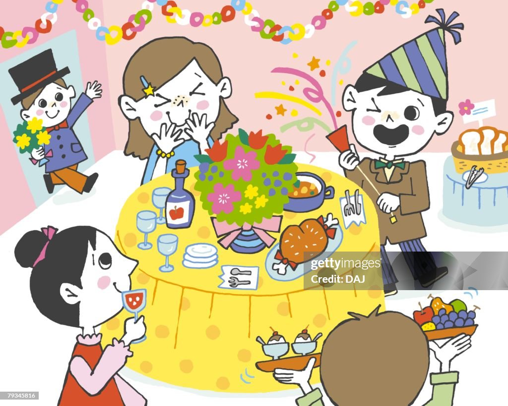 Children having party, Painting, Illustration, Illustrative Technique