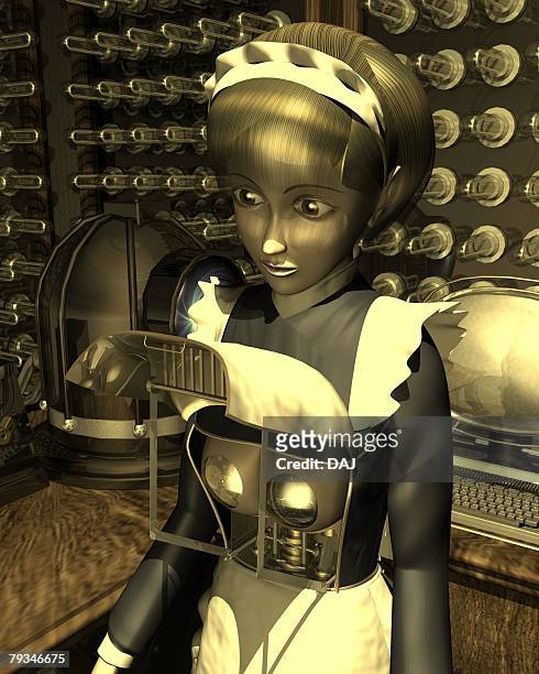 Maid Robot Illustration Cg 3d Sepia High Angle View High-Res Vector Graphic  - Getty Images