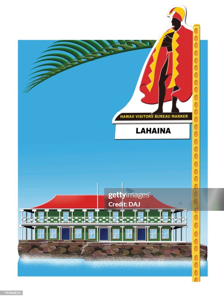 Signboard of Lahaina, Hawaii, Painting, Illustration