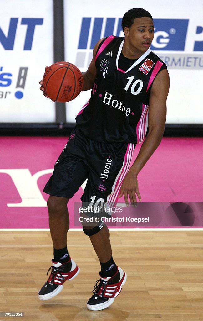 Jason Conley Jason Conley of the Telekom Baskets runs with the ball during the ...