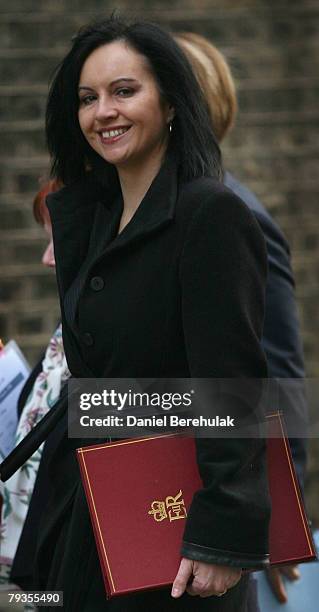 Housing and Planning Minister Caroline Flint arrives to attend prime minister Gordon Brown's weekly cabinet meeting at Downing Street on January 29,...