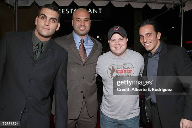 Comedians Bret Ernst, Ahmed Ahmed, John Caparulo and Sebastian Maniscalco arrive at Picture House's premiere of "Vince Vaughn's Wild West Comedy...