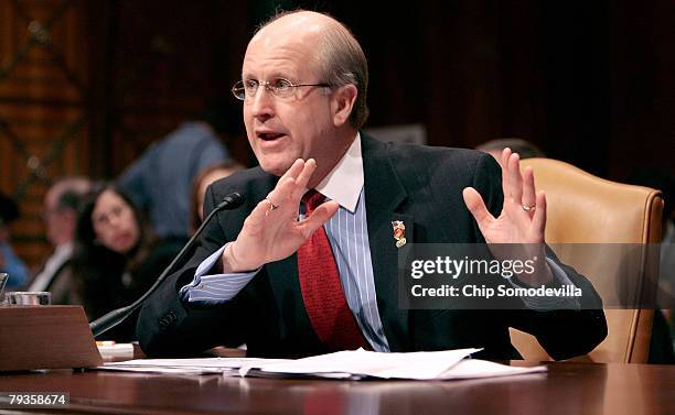 Government Accountability Office Comptroller General David M. Walker testifies before the Senate Budget Committee during a hearing titled "The...