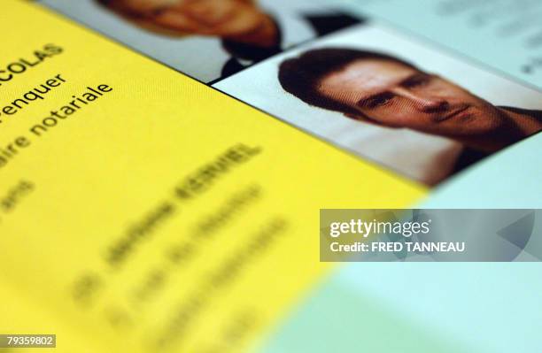 Reproduction made 29 January 2008 in Pont-L'Abbe of an undated picture showing French trader Jerome Kerviel on the 2001 electoral leaflet of Thierry...