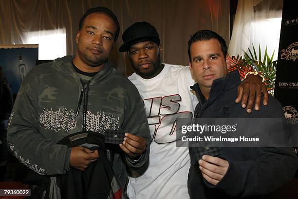 Cent, Randall Emmett and Chris Lighty announce production company at Hard Rock's Rehab at House of Hype on January 19, 2008 in Park City, Utah.