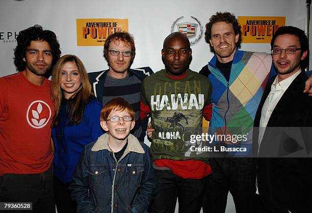 Actors Adrian Grenier, Shoshanna Stern, Ari Gold, Jimmy Jean-Louis, Travis Johns and Nick Kroll attend the "Adventures of Power" Dinner hosted by...