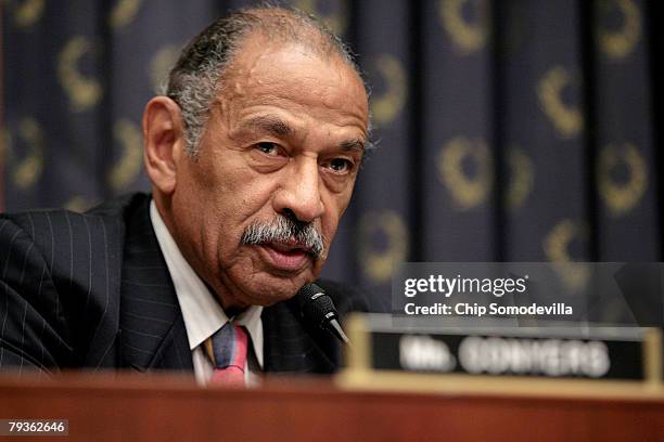 House Judiciary Committee Chairman John Conyers attends a hearing about the current mortgage crisis by the Commercial and Administrative Law...