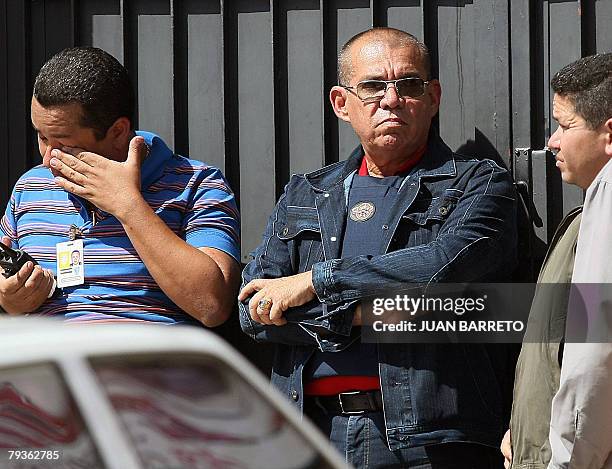Venezuelan Interior minister Ramon Rodriguez Chacin stands outside the branch of the Banco Provincial in Altagracia de Orituco, in the state of...