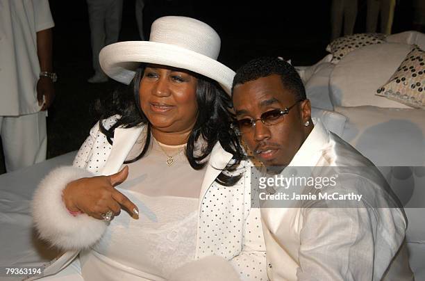 Aretha Franklin and Sean "P.Diddy" Combs at the PS2 Estate