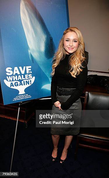 Actress Hayden Panettiere, Save The Whales Again! spokesperson, poses for a photo during a press conference to gain support to end commercial whaling...