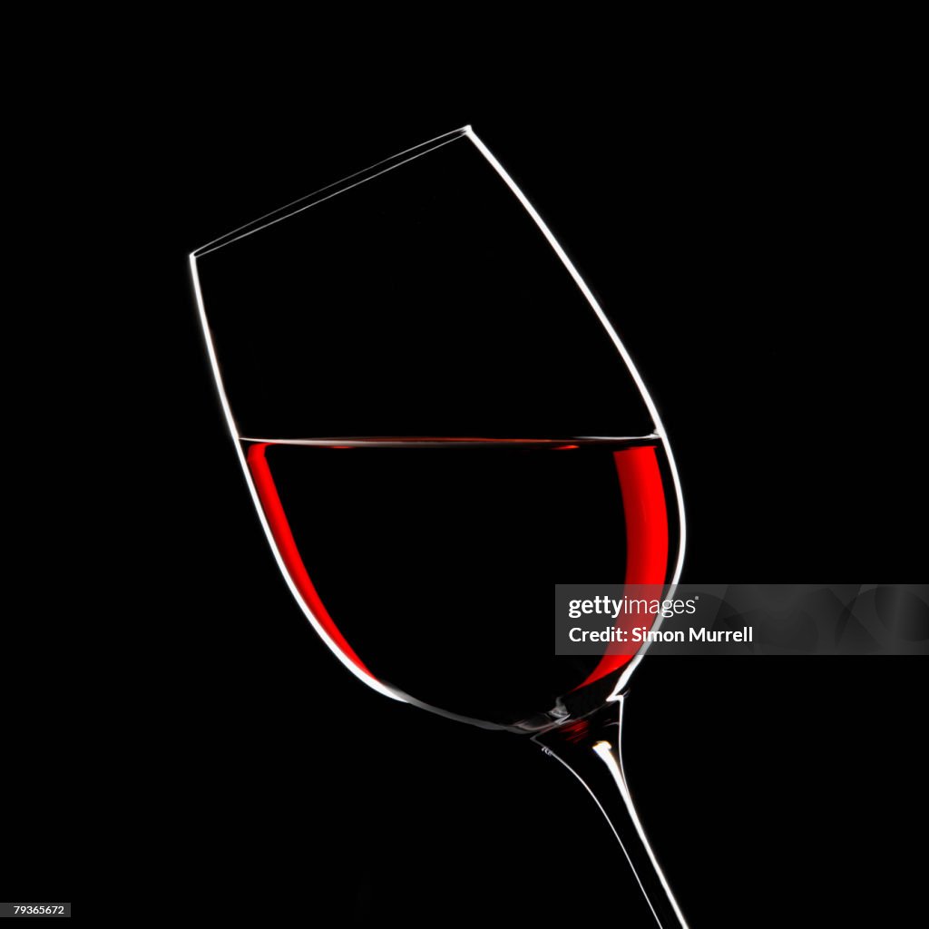 Red wine in glass indoors