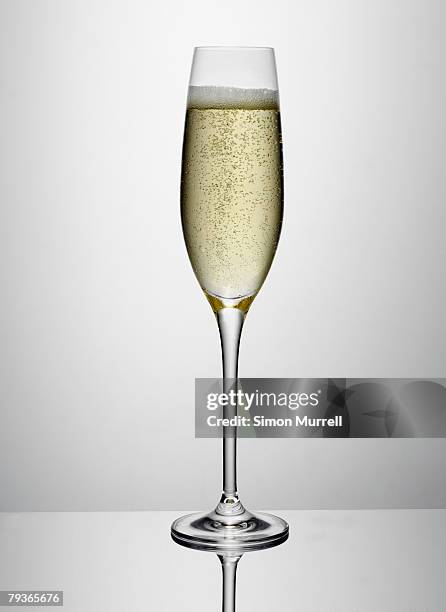 glass of champagne indoors - bulles champagne photos et images de collection
