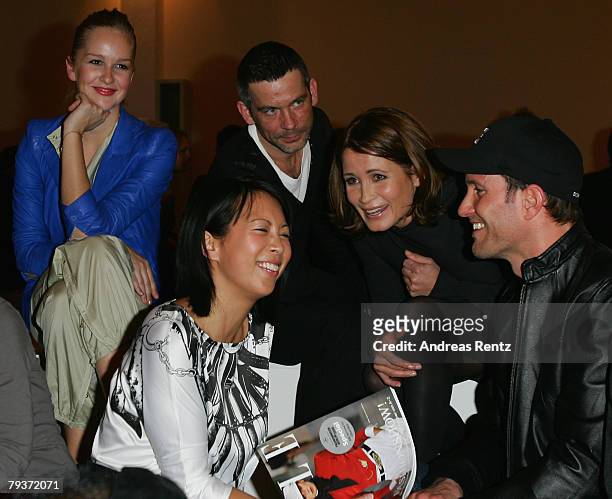 Esther Seibt, Minh-Khai Phan Thi, Jens Solf, Anja Kling and Max Timm attend the Michalsky fashion show during the Mercedes-Benz Fashionweek Berlin...
