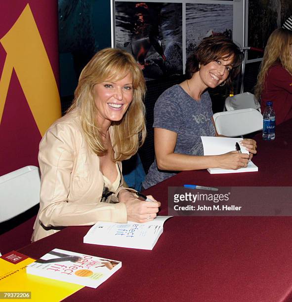 Paige Adams Geller and Ashley Borden sign copies of their book "Your Perfect Fit" by Paige Adams-Geller and Ashley Borden at the Annenberg Auditorium...
