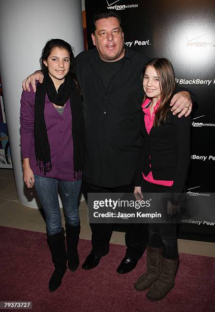 Bria Schirripa, Steve Schirripa and Sierra Schirripa attend the launch party for the new Blackberry Pearl 8130 Smartphone from Verizon at the IAC...