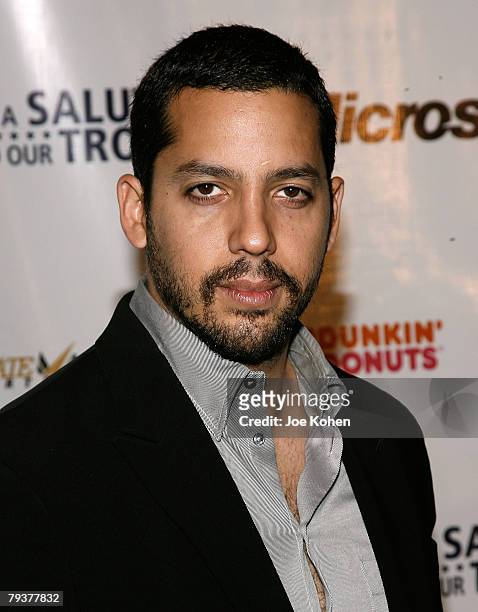 Illusionist David Blaine attends "A Salute To Our troops" ceremony hosted by Microsoft Corporation and the United Service Organizations at The...