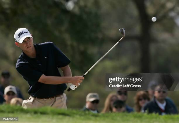 Bill Haas hits a bunker shot to the sixth green during the third round of the Buick Invitational at the Torrey Pines Golf Course January 26, 2008 in...