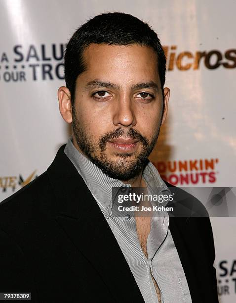 Illusionist David Blaine attends "A Salute To Our troops" ceremony hosted by Microsoft Corporation and the United Service Organizations at The...