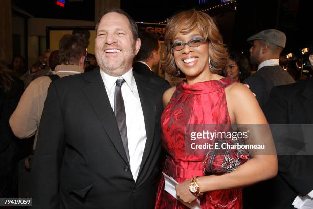 Weinstein Co's Harvey Weinstein and Gayle King at the Weinstein Company premiere of "The Great Debaters" at the Arclight Theater on December 11, 2007...