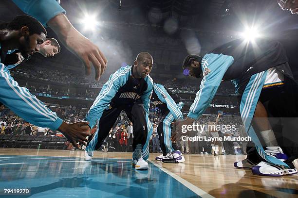 Chris Paul of the New Orleans Hornets runs onto the court before the Hornets' match against the Golden State Warriors on January 30, 2008 at the New...