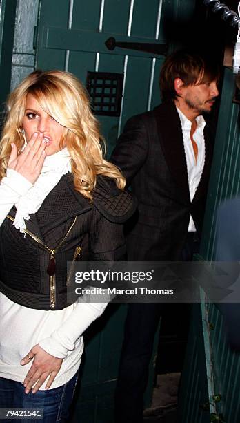 Singer /actress Jessica Simpson and hairstylist Ken Paves sighting leaving her midtown hotel and then arriving at the Waverly Inn resturant in the...