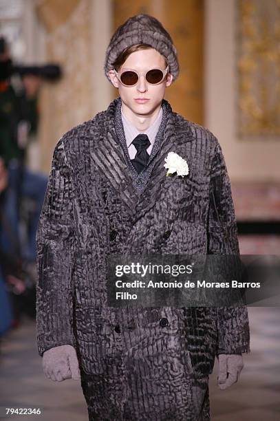 Models wear Lanvin at the Menswear Autumn/Wiinter 2008/09 on January 20, 2008 in Paris, France.