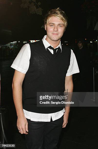 Brian Mcfadden arrives at the Harper's Bizarre 10th Anniversary party at the Oxford Arts Factory on January 31, 2008 in Sydney, Australia.