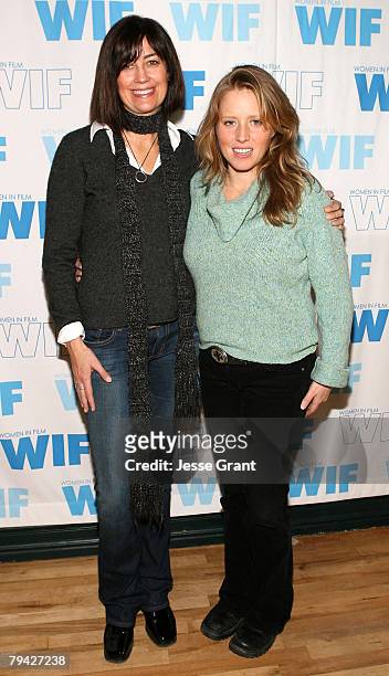 President of Women in Film Jane Fleming and Actress Amy Redford at the Women in Film panel at 350 Main Street on January 20, 2008 in Park City, Utah.