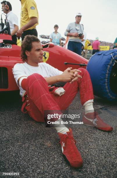 Austrian racing driver Gerhard Berger, driver of the Scuderia Ferrari SpA SEFAC Ferrari F1/87/88C Ferrari 033E 1.5 V6t pictured during the 1988...