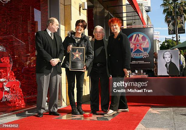 Actor Bob Newhart, actress Tina Sinatra, actor Arte Johnson and actress Marcia Wallace attend the Hollywood Walk of Fame tribute honoring actress...