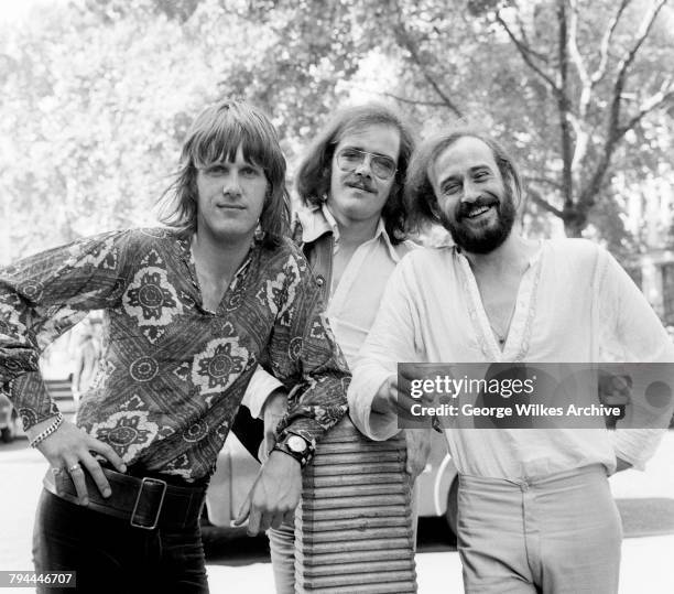 English progressive rock band, The Nice, August 1969. Left to right: keyboard player Keith Emerson , bassist Lee Jackson and drummer Brian Davison .