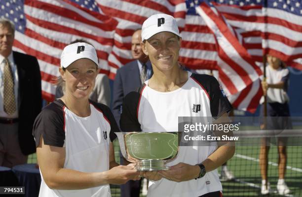 Lisa Raymond and Rennae Stubbs defeat Limberly Po-Messerli and Nathalie Tauziat during the US Open at the USTA National Tennis Center, on September...