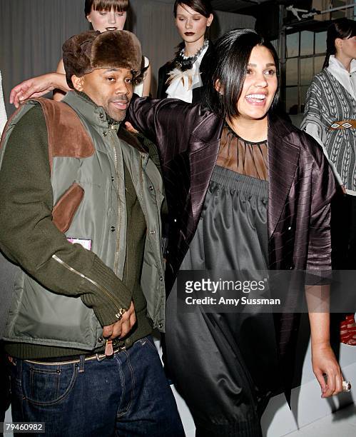 Music executive Damon Dash and his wife desinger Rachel Roy attend the presentation of the Rachel Roy Fall 2008 Collection at the Peter White Studios...