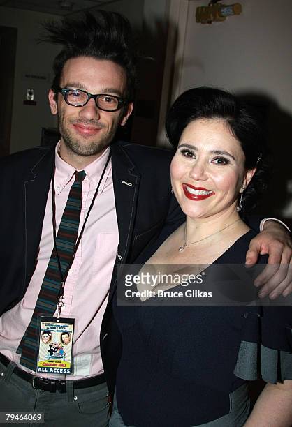 Actors Alex Borstein and Producer Jared Geller pose backstage at "An Evening with Family Guy's Alex Borstein & Seth MacFarlane:A Benefit for the...