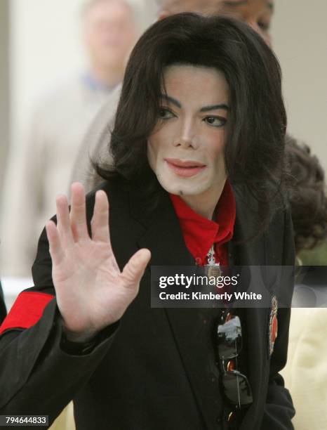 Pop star Michael Jackson waves to fans on leaving the Santa Barbara Superior County Court, in Santa Maria. Jurors in Jackson's child molestation...