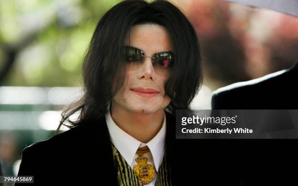 Michael Jackson arrives at a court house during his trial for child molestation in Santa Maria, California.