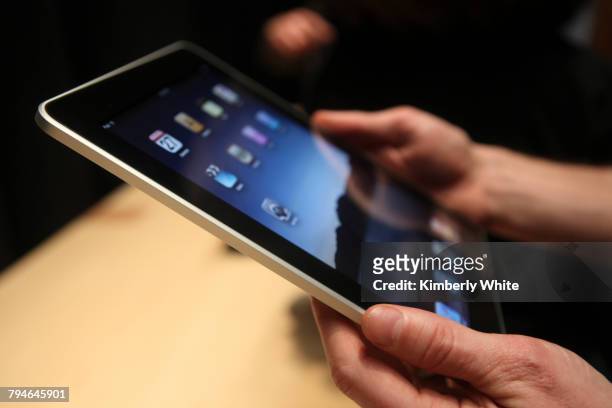 Apple's iPad is displayed during the launch of Apple's new tablet computing device in San Francisco.