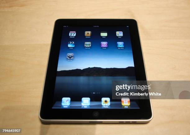 Apple's iPad is displayed during the launch of Apple's new tablet computing device in San Francisco.