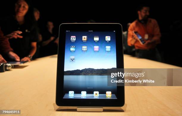 Apple's iPad is displayed during the launch of Apple's new tablet computing device in San Francisco.