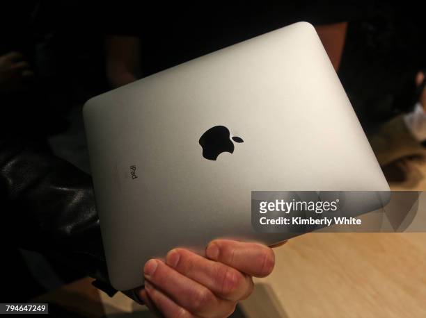During the launch of Apple's new tablet computing device in San Francisco.
